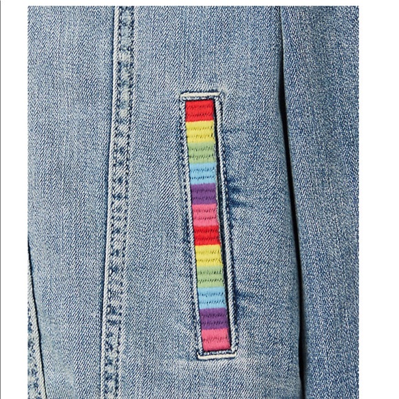 Torrid Sz 0 Disney Mickey Rainbow Denim Jacket - Picture 4 of 5